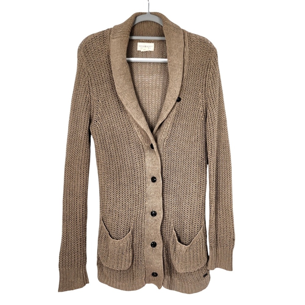 Denim‎ & Supply Ralph Lauren 100% Linen Knit Cardigan Sweater Womens Small Brown